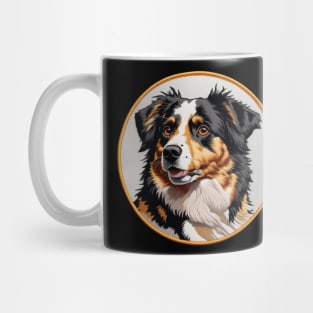 Smiling Australian Shepherd Embroidered Patch Mug